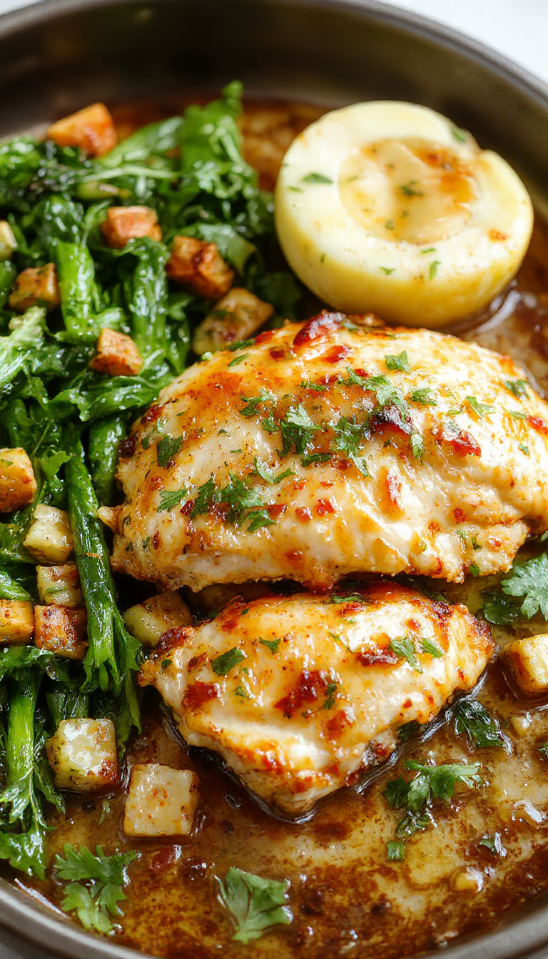 Colorful Hawaiian chicken sheet pan dinner with grilled chicken slices, pineapple chunks, vibrant vegetables, and fresh herbs on a baking sheet
