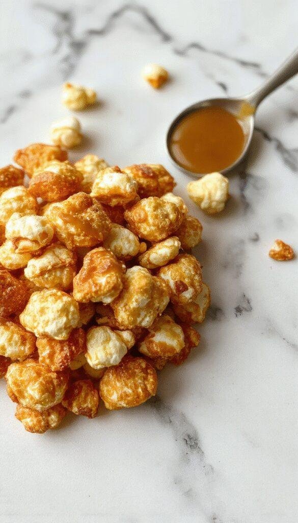 A festive bowl of Autumn Harvest Munch Mix featuring caramel popcorn, colorful candy-coated chocolates, and seasonal sprinkles, perfect for fall snacks.