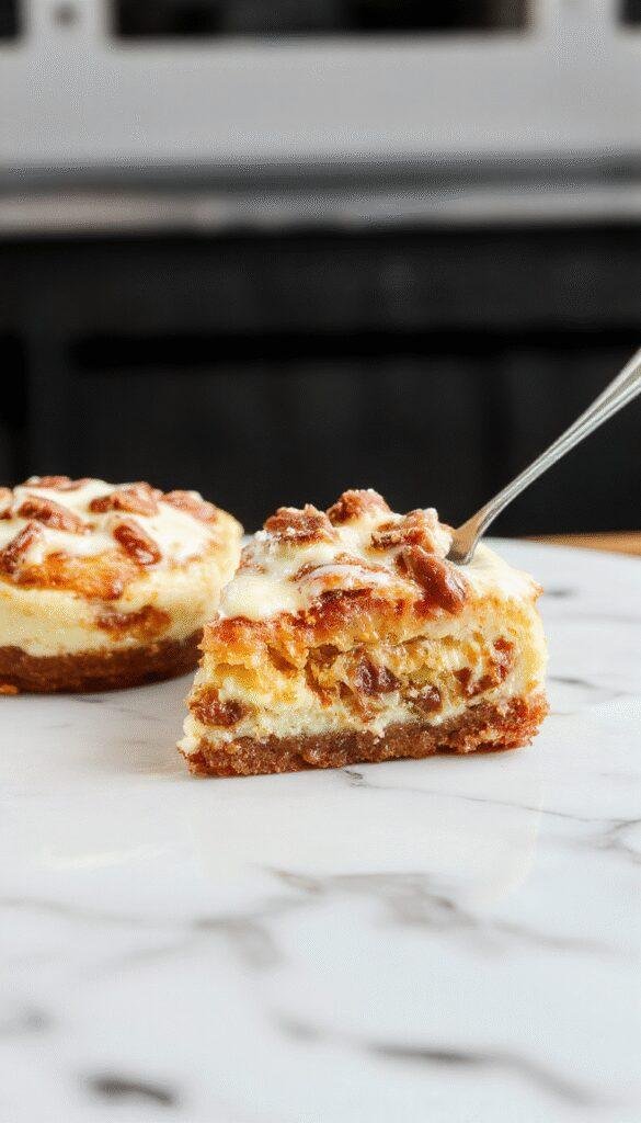 A delicious churro cheesecake fiesta featuring a layered dessert with crispy churro crunch and creamy cheesecake topped with cinnamon sugar.