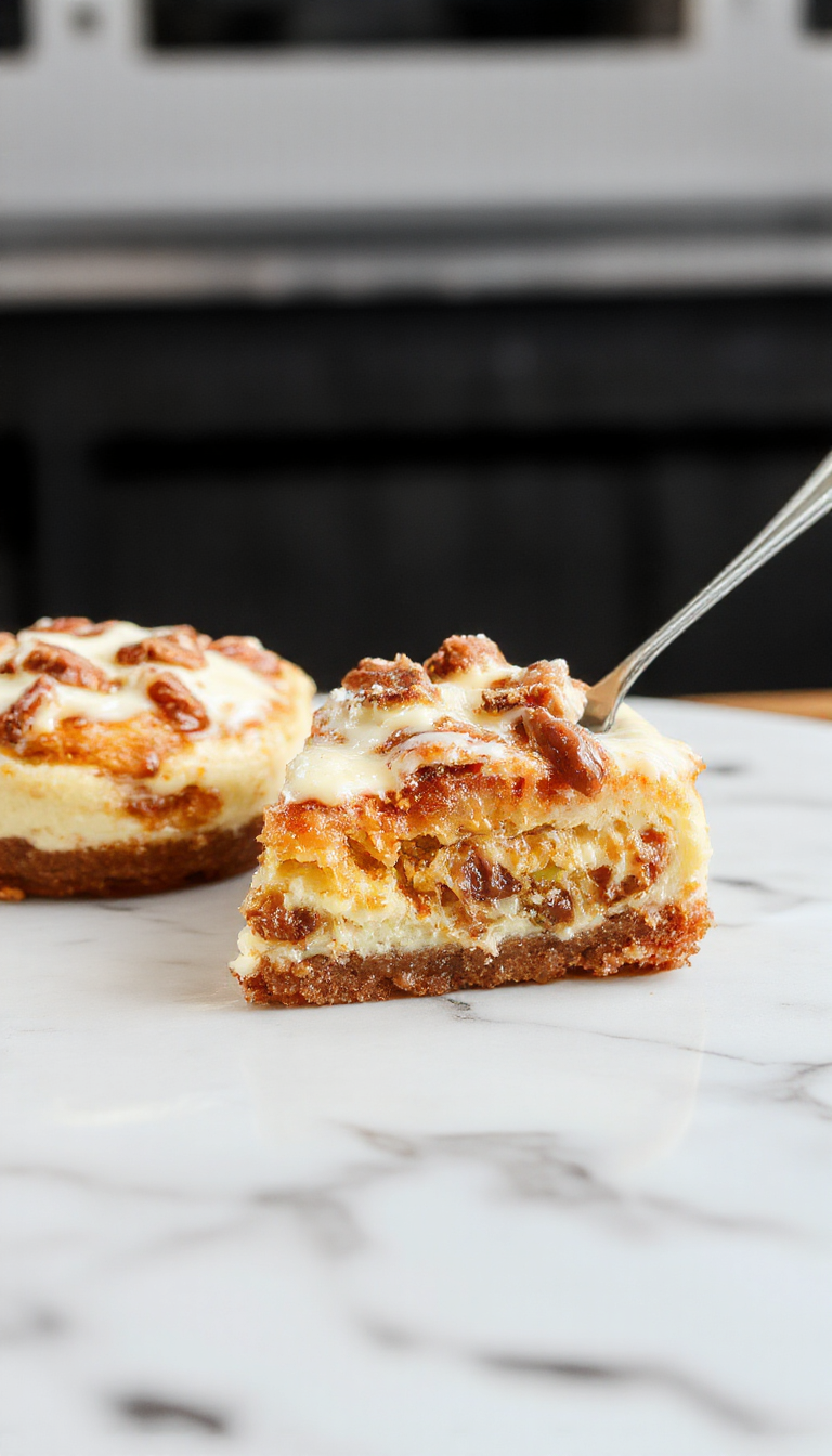 A delicious churro cheesecake fiesta featuring a layered dessert with crispy churro crunch and creamy cheesecake topped with cinnamon sugar.