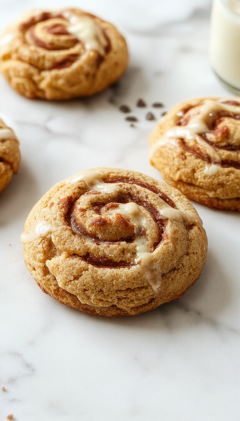 A batch of Cozy Day Cinnamon Swirl Delights cookies showcasing their golden-brown exterior with swirled cinnamon filling visible.
