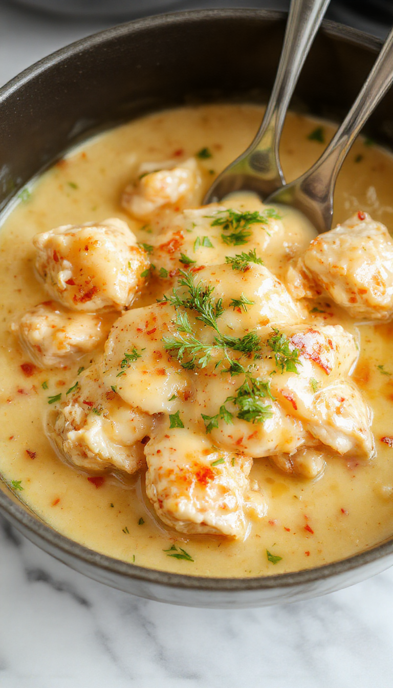 A vibrant plated dish of tender butter chicken coated in a glossy, rich sauce. The chicken pieces are golden-brown, garnished with fresh cilantro, served on a white plate with a side of steamed rice. The background showcases a rustic wooden table with a bowl of sauce and a sprig of cilantro for garnish.