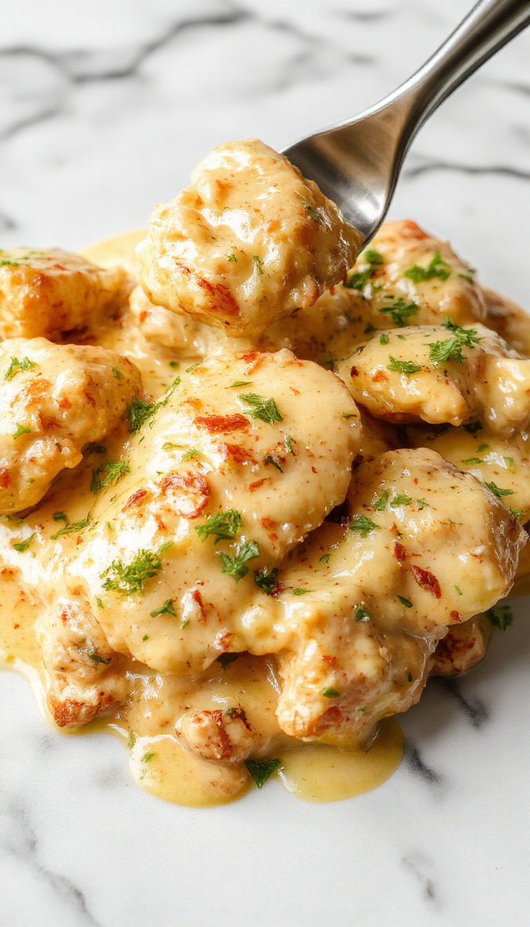 A vibrant skillet showcasing tender golden-brown chicken breasts topped with a rich, buttery sauce, garnished with chopped fresh herbs, surrounded by colorful sides on a rustic wooden table