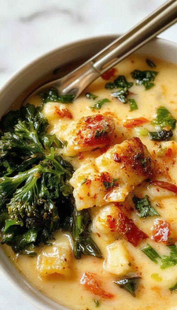A vibrant bowl of vegetable soup with colorful chopped carrots, celery, zucchini, and spinach, garnished with fresh herbs on a rustic wooden table with a spoon and bread in the background.