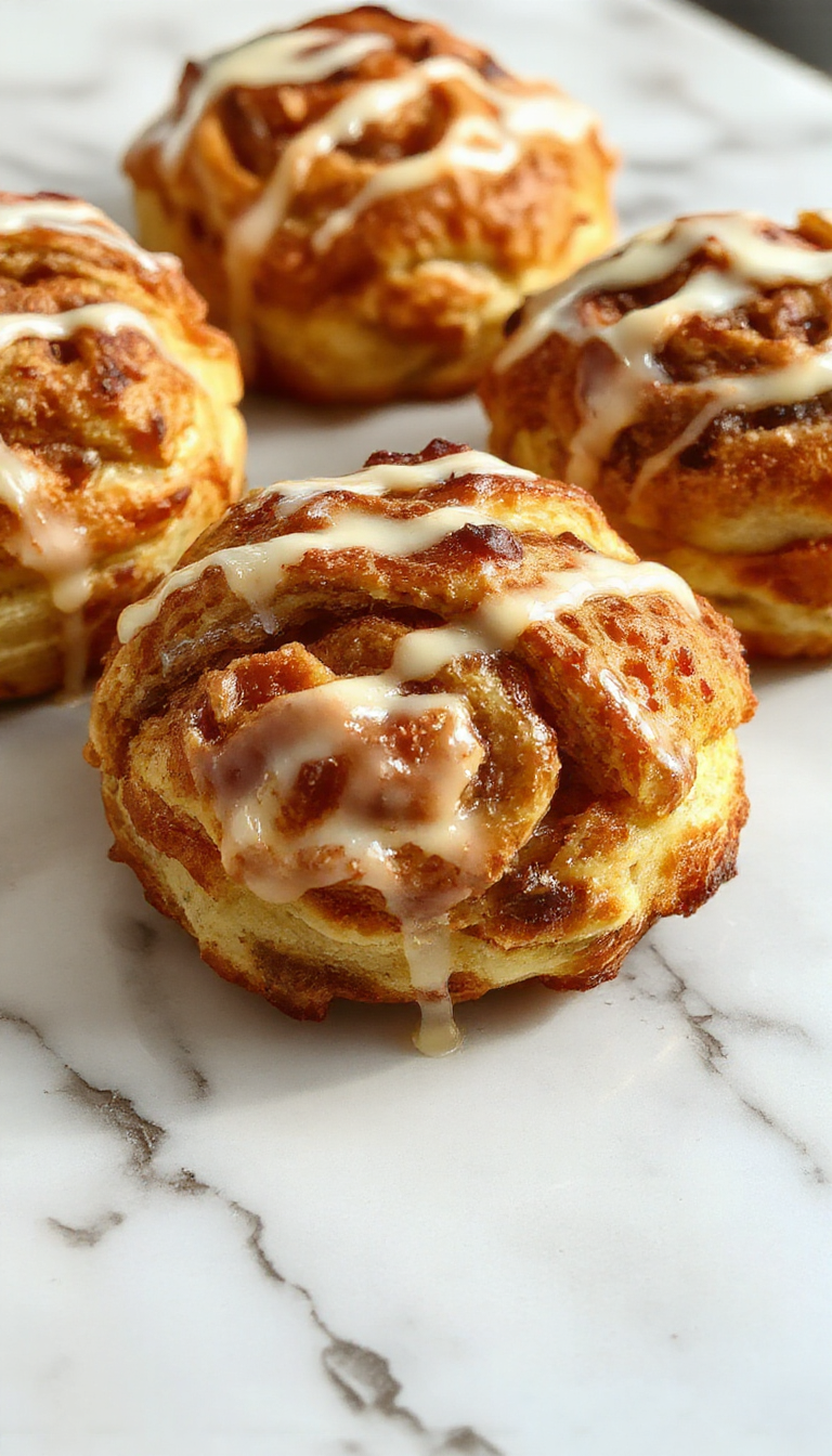 A freshly baked Decadent Morning Croissant Bake topped with powdered sugar and fresh berries, served in a rustic baking dish.