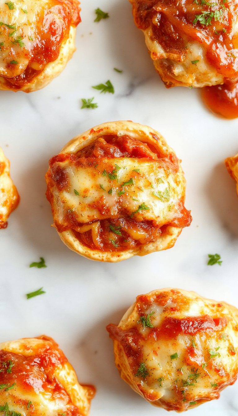 Golden baked high-protein pizza pockets filled with cheese and toppings, arranged on a rustic plate.