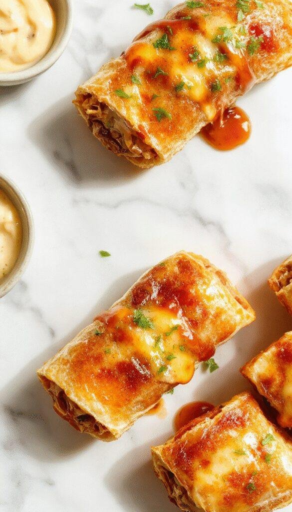 Golden keto Philly cheesesteak rolls sliced open to reveal tender beef, melted cheese, and fresh vegetables inside a crispy roll.