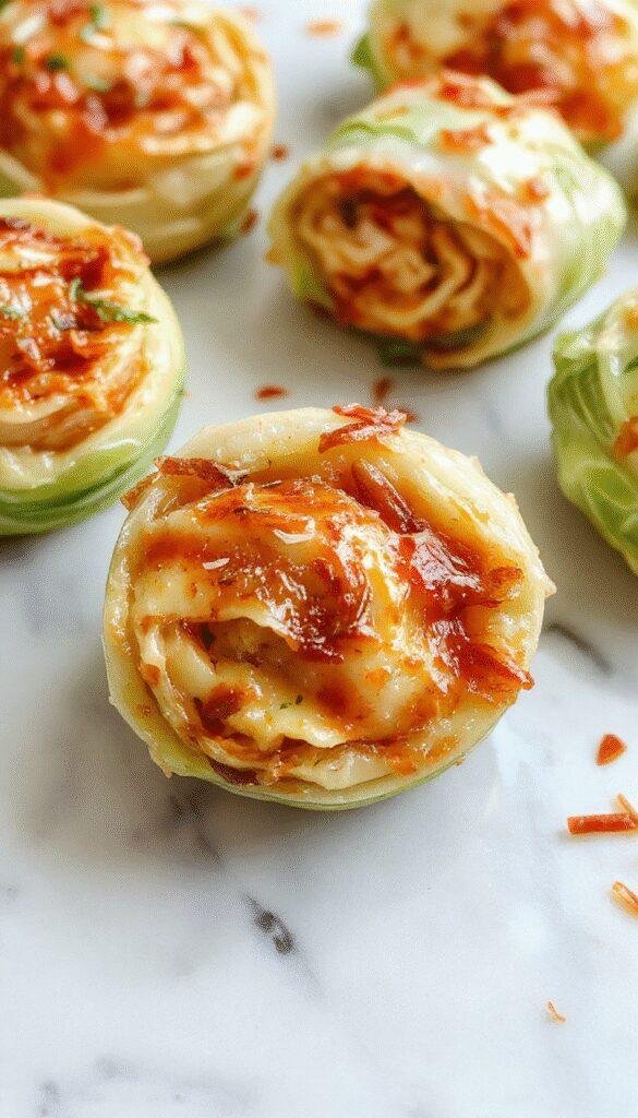 Vibrant plate of cabbage rolls showcasing golden-brown cabbage leaves filled with seasoned meat and rice, garnished with fresh herbs, arranged neatly on a rustic wooden platter with a side of tangy tomato sauce, bright lighting highlighting the textures and colors.