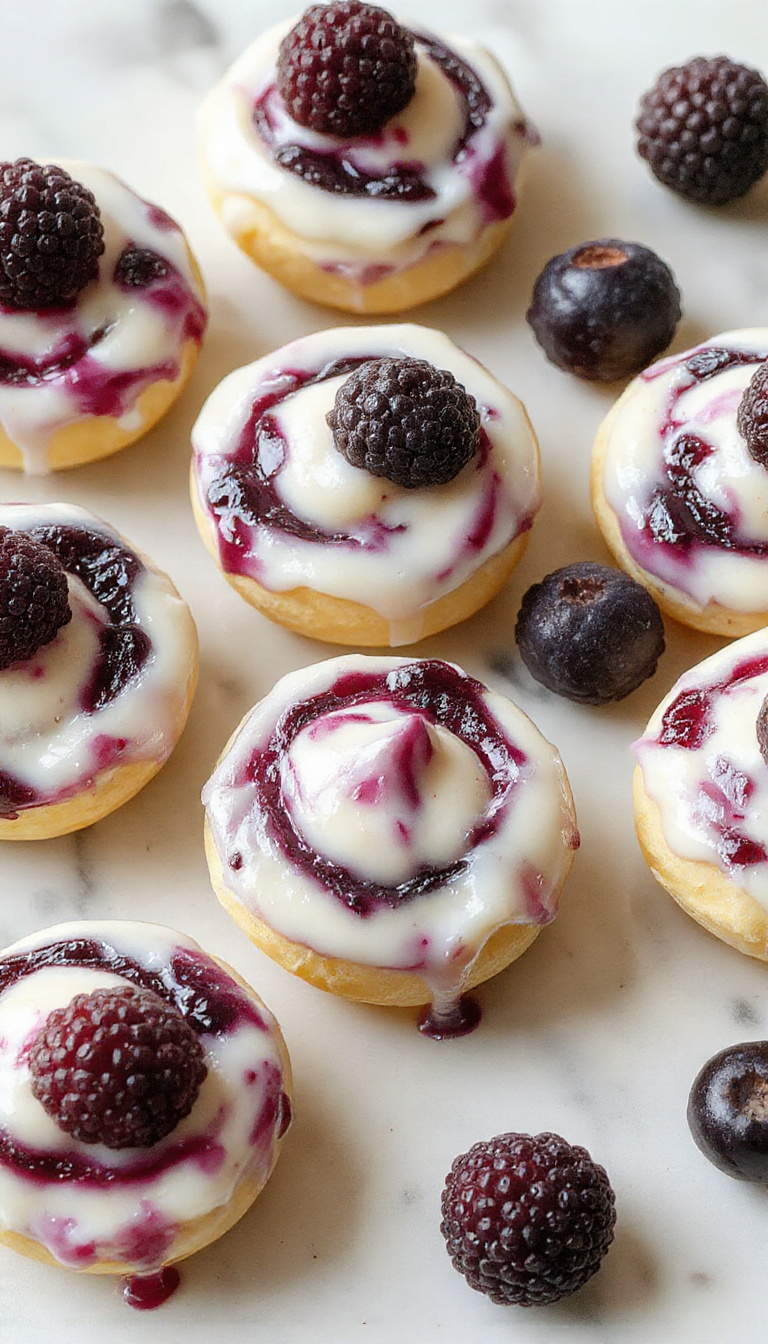 Close-up of colorful Swirled Blueberry Yogurt Bites arranged on a white plate, showcasing their vibrant swirls and creamy texture.