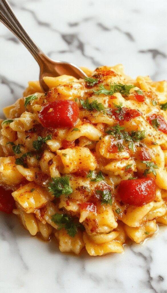 A beautifully plated orzo dinner dish garnished with fresh herbs and colorful vegetables, served on a rustic wooden table.