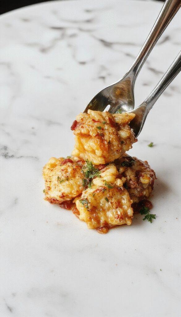A vibrant plate of orzo pasta garnished with fresh herbs, cherry tomatoes, and a sprinkle of grated cheese, arranged beautifully on a stylish white ceramic plate with a rustic wooden background