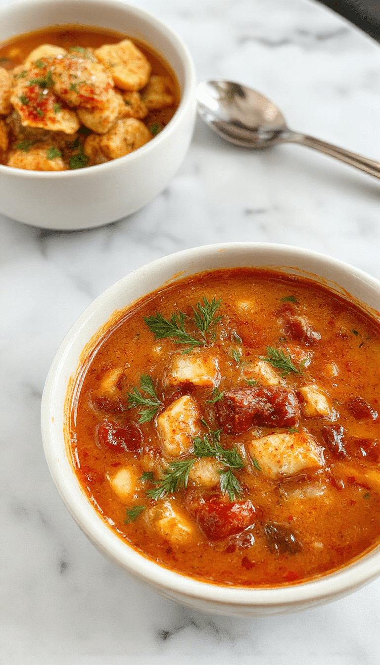 A vibrant bowl of homemade soup featuring colorful vegetables and herbs, steam rising gently, presented on a rustic wooden table with a spoon.