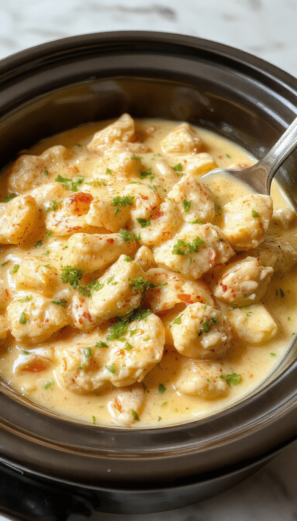 A close-up of a hearty dish featuring tender, golden-brown chicken pieces bathed in a rich, creamy butter sauce with a garnish of fresh cilantro, served in a rustic white bowl on a wooden table, with a backdrop of spices and naan bread.