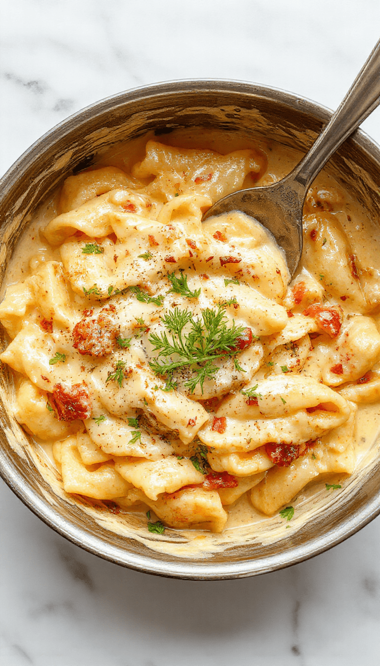 A steaming bowl of creamy garlic pasta garnished with fresh parsley, topped with grated Parmesan cheese on a rustic wooden table, showcasing a rich, smooth sauce with visible garlic bits and perfectly cooked pasta, styled in a casual, inviting manner