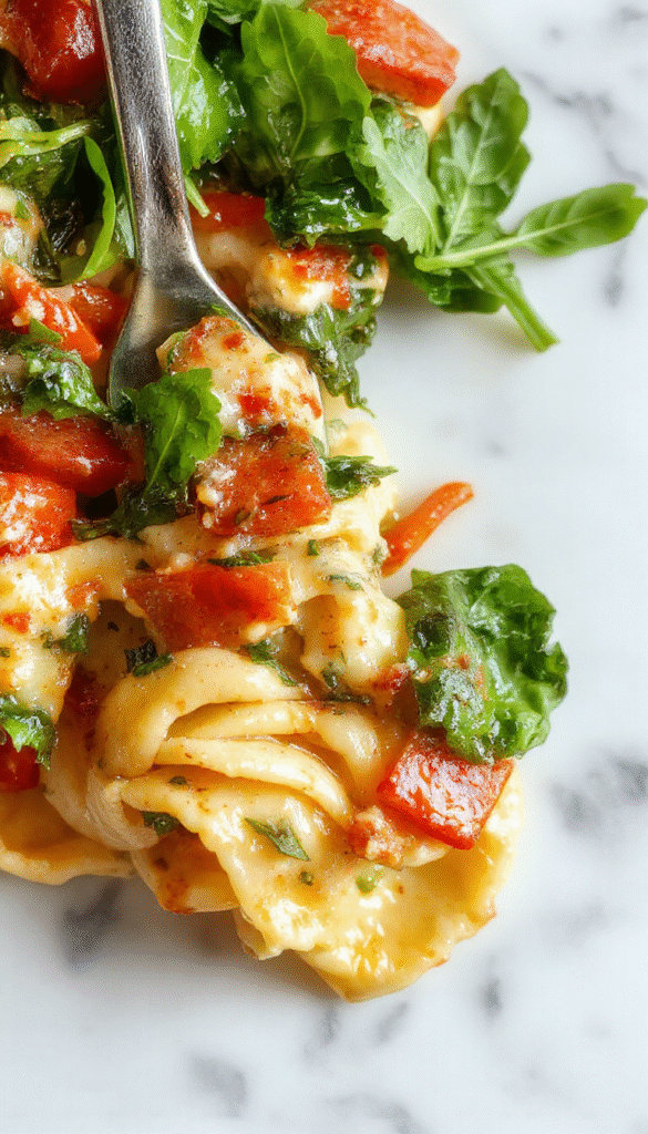 A vibrant plate of creamy spinach and cherry tomatoes pasta with fresh basil garnish, showcasing tender al dente spaghetti coated in a rich, green spinach sauce, accented with bright red tomatoes and a sprinkle of grated cheese, all on a white ceramic plate with a rustic wooden table background.