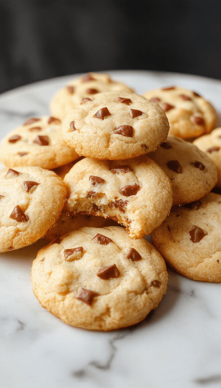 Golden brown traditional German butter cookies arranged on a white plate with a fluffy powdered sugar dusting, showcasing their delicate texture and smooth, shiny surface. The cookies are neatly stacked with a few slightly overlapping, set against a rustic wooden table and soft natural lighting highlighting their buttery sheen and crisp edges.
