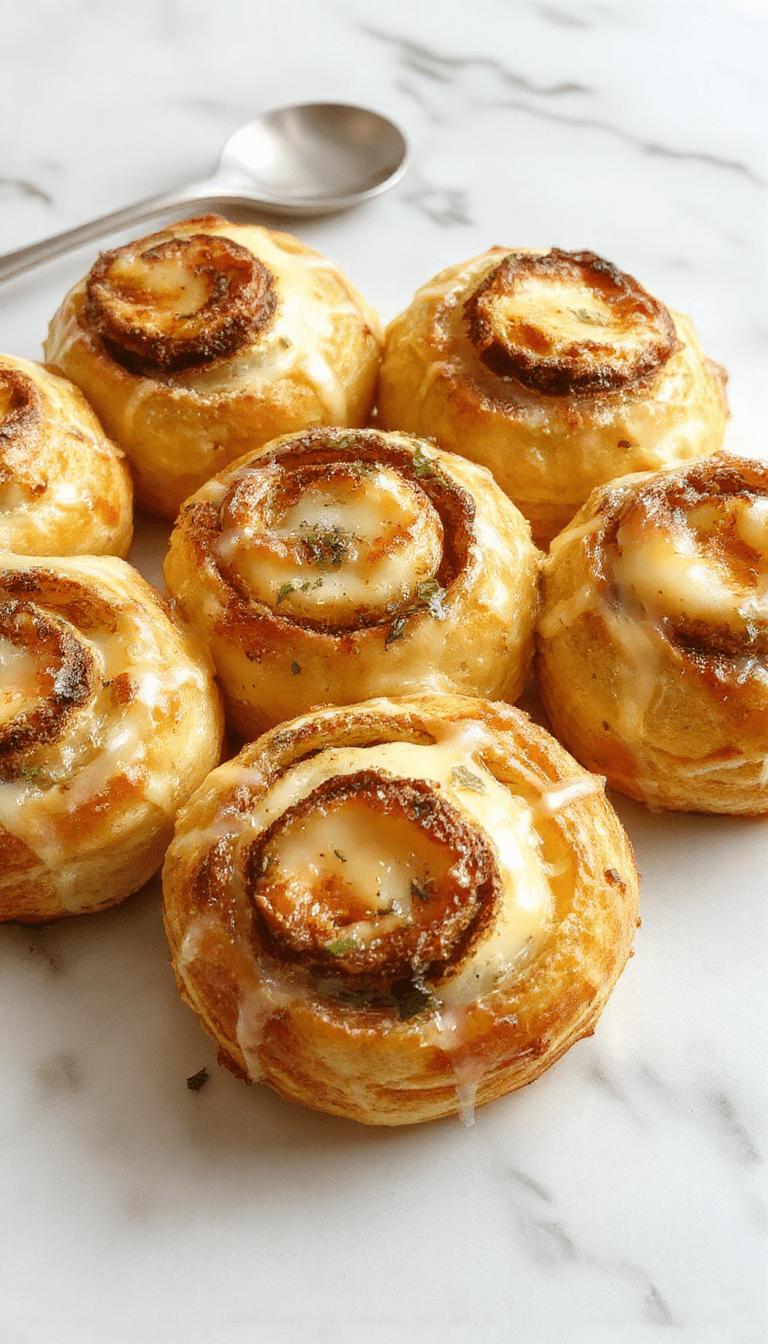 A close-up of warm, golden-brown breakfast rolls arranged on a rustic wooden platter, with a soft, fluffy texture visible inside and a light dusting of powdered sugar on top, styled with fresh herbs and served with butter and jam.