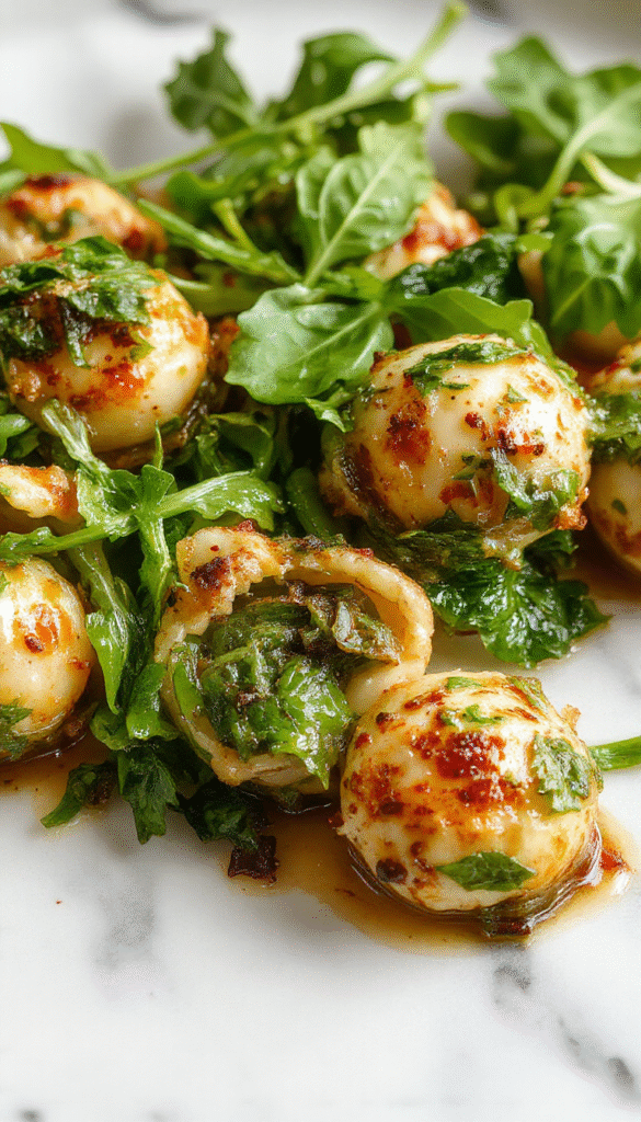 Colorful dish featuring large pasta shells filled with vibrant green spinach and creamy ricotta cheese, topped with melted golden cheese and garnished with fresh herbs, arranged on a white plate with a rustic wooden background, showcasing textures of the smooth cheese and tender shells.