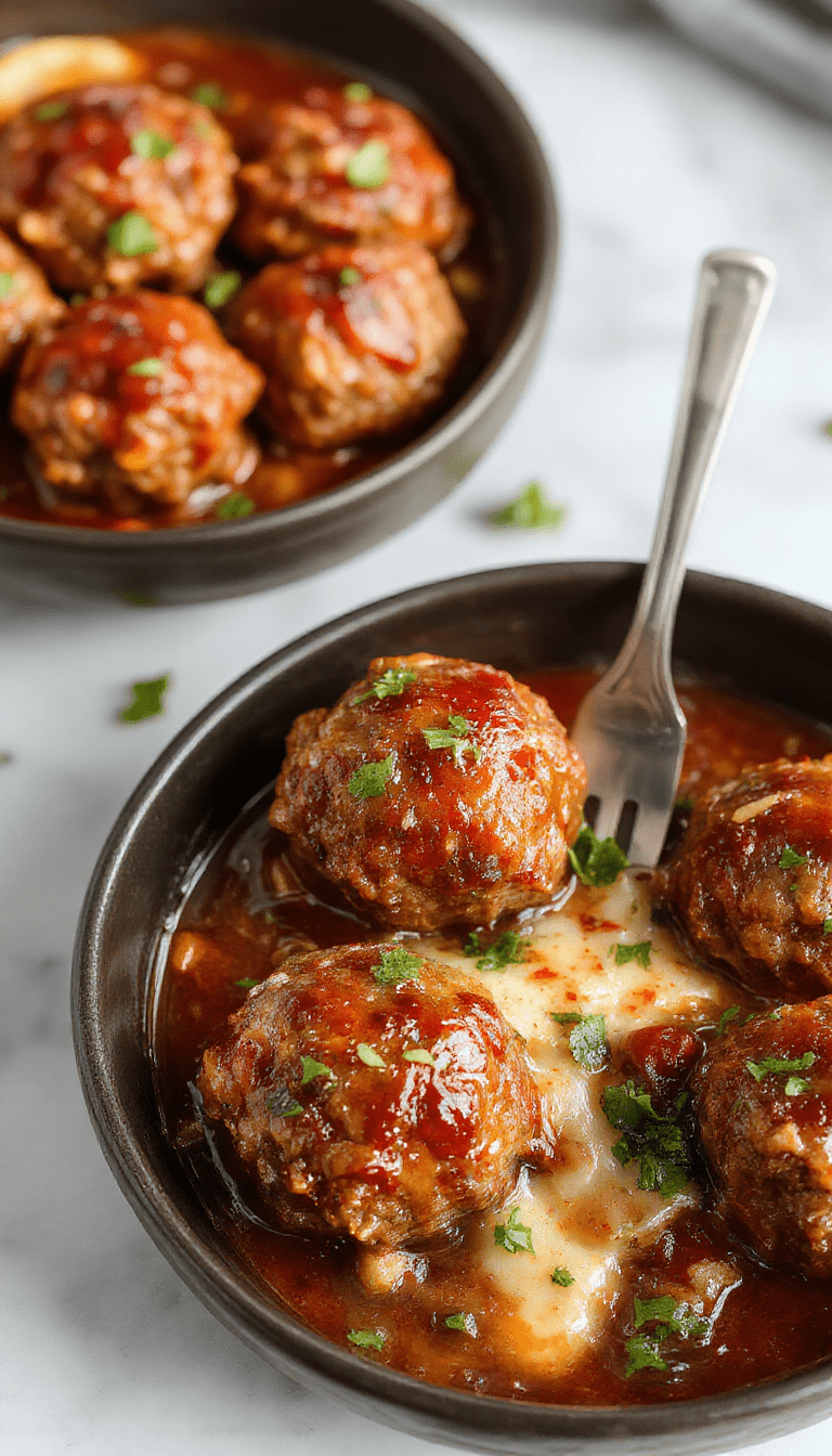 Colorful bowl of golden-brown meatballs coated in glossy sweet chili sauce, garnished with chopped cilantro on a white plate, surrounded by fresh ingredients, styled for a casual home setting