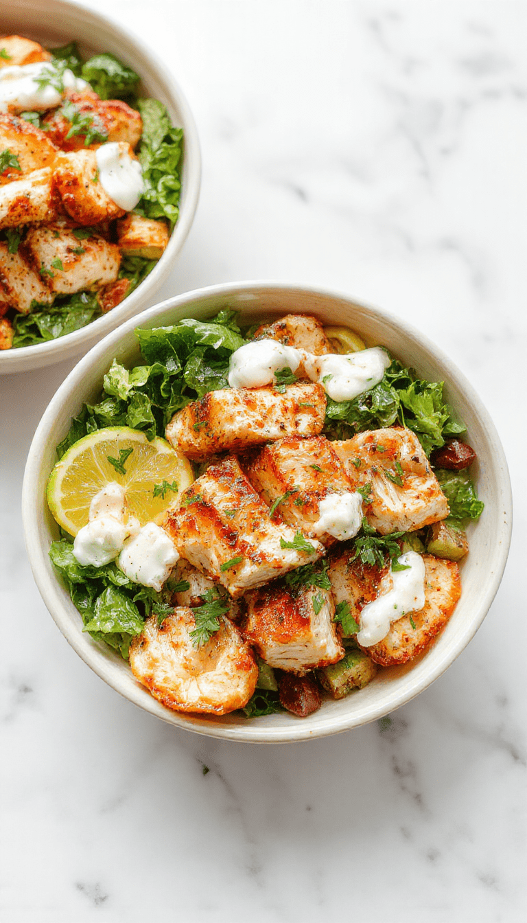 A vibrant plate featuring grilled Greek chicken slices on a bed of fluffy rice, topped with diced cucumbers, cherry tomatoes, red onions, and fresh parsley. The bowl is garnished with a dollop of creamy tzatziki sauce, colorful vegetables, and lemon wedges, all arranged beautifully on a rustic wooden table, with bright natural lighting highlighting the textures and fresh ingredients.