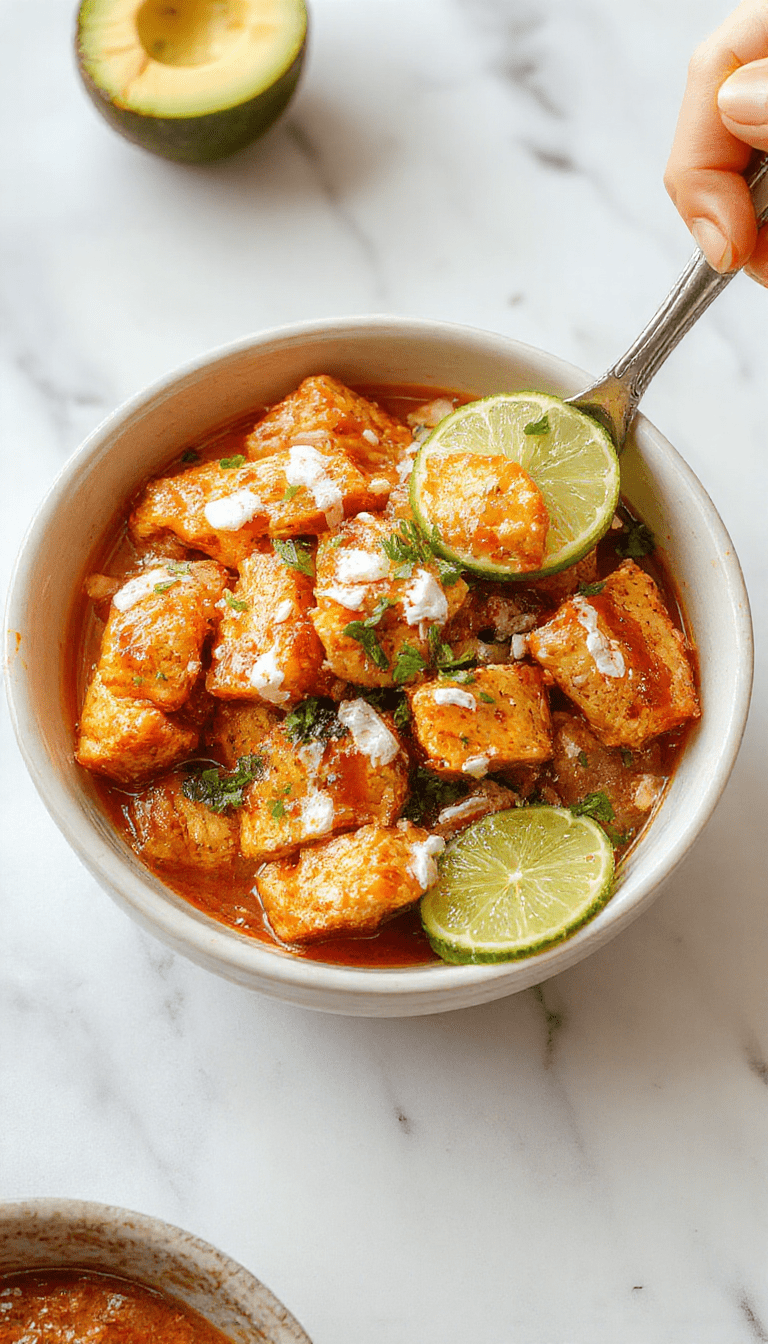 A vibrant and colorful chicken bowl featuring perfectly glazed sweet chili chicken slices on a bed of fluffy rice, topped with fresh cilantro, lime wedges, and drizzled with a creamy coconut lime sauce. The dish is garnished with chopped green onions and red chili slices, presented on a white plate with a rustic wooden background, capturing a fresh, appetizing, and enticing look.