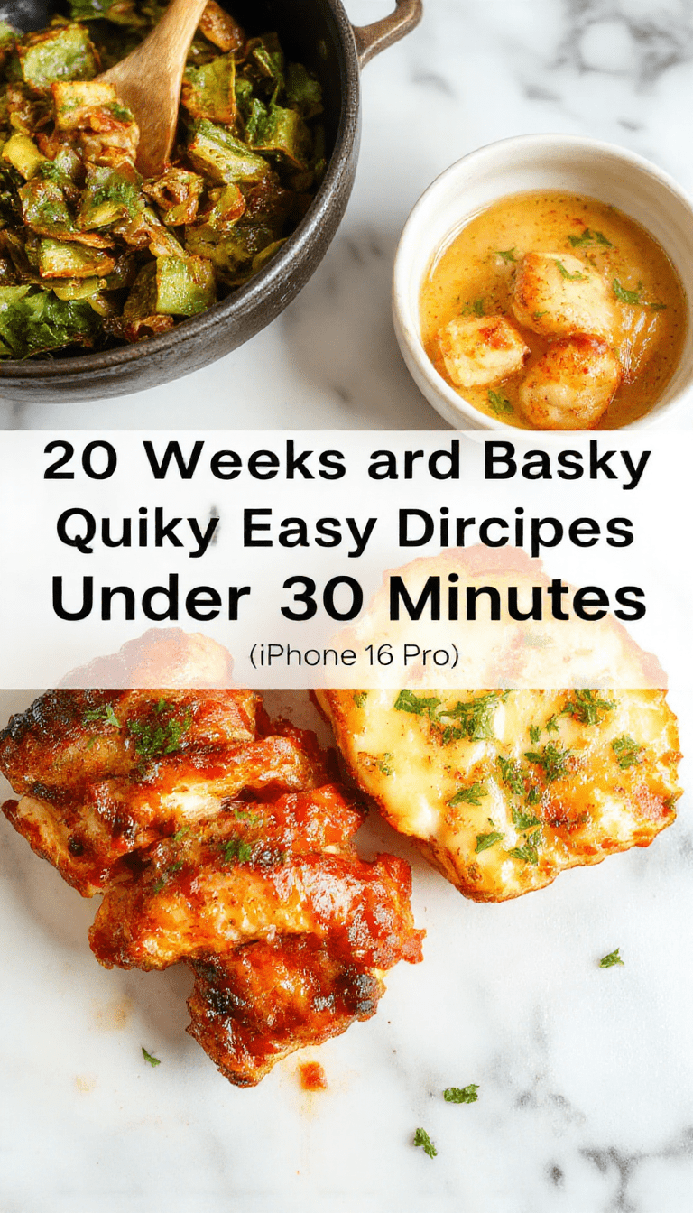Colorful spread of plated quick dinner dishes including grilled chicken, veggie stir-fry, and pasta Alfredo on a rustic wooden table styled simply with fresh herbs and vibrant vegetables