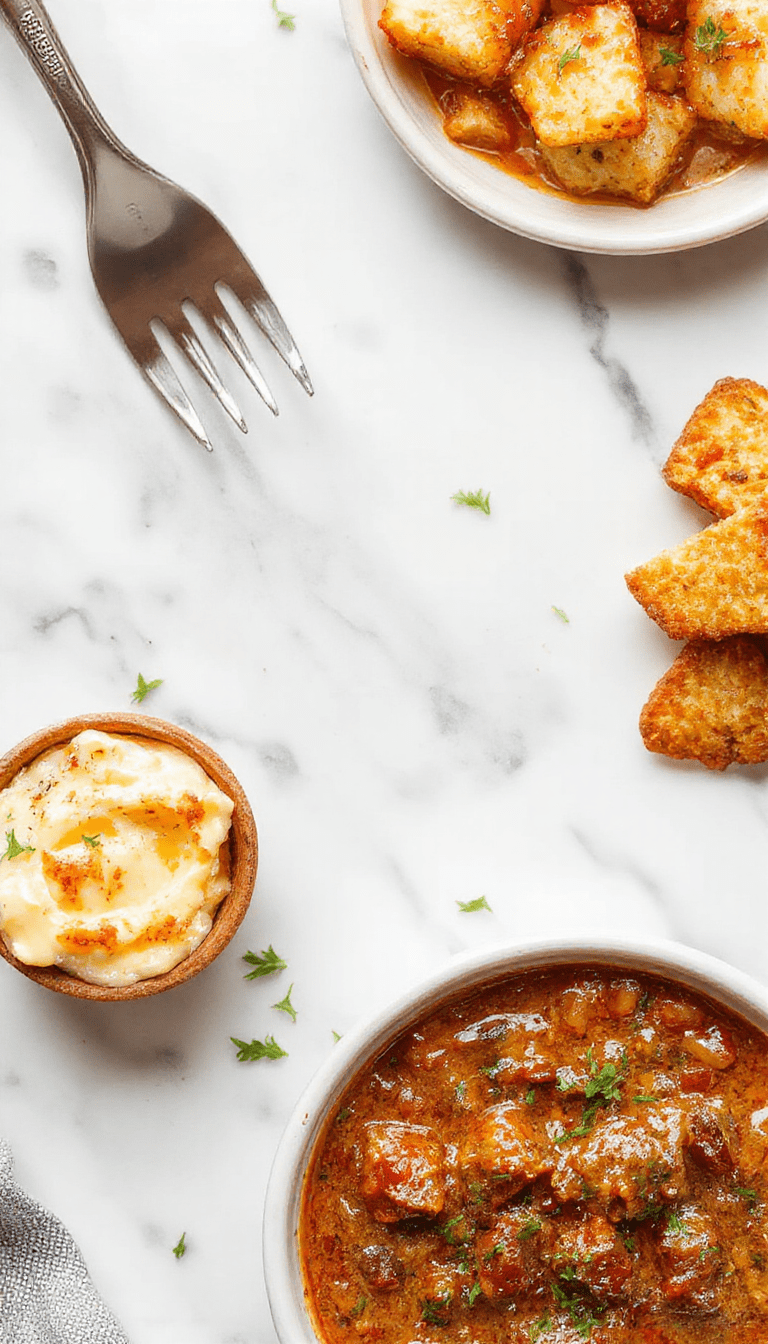 A vibrant bowl filled with colorful vegetables, tender shredded chicken, and herbs, placed in a rustic crockpot with steam rising, styled with fresh herbs and a wooden spoon.
