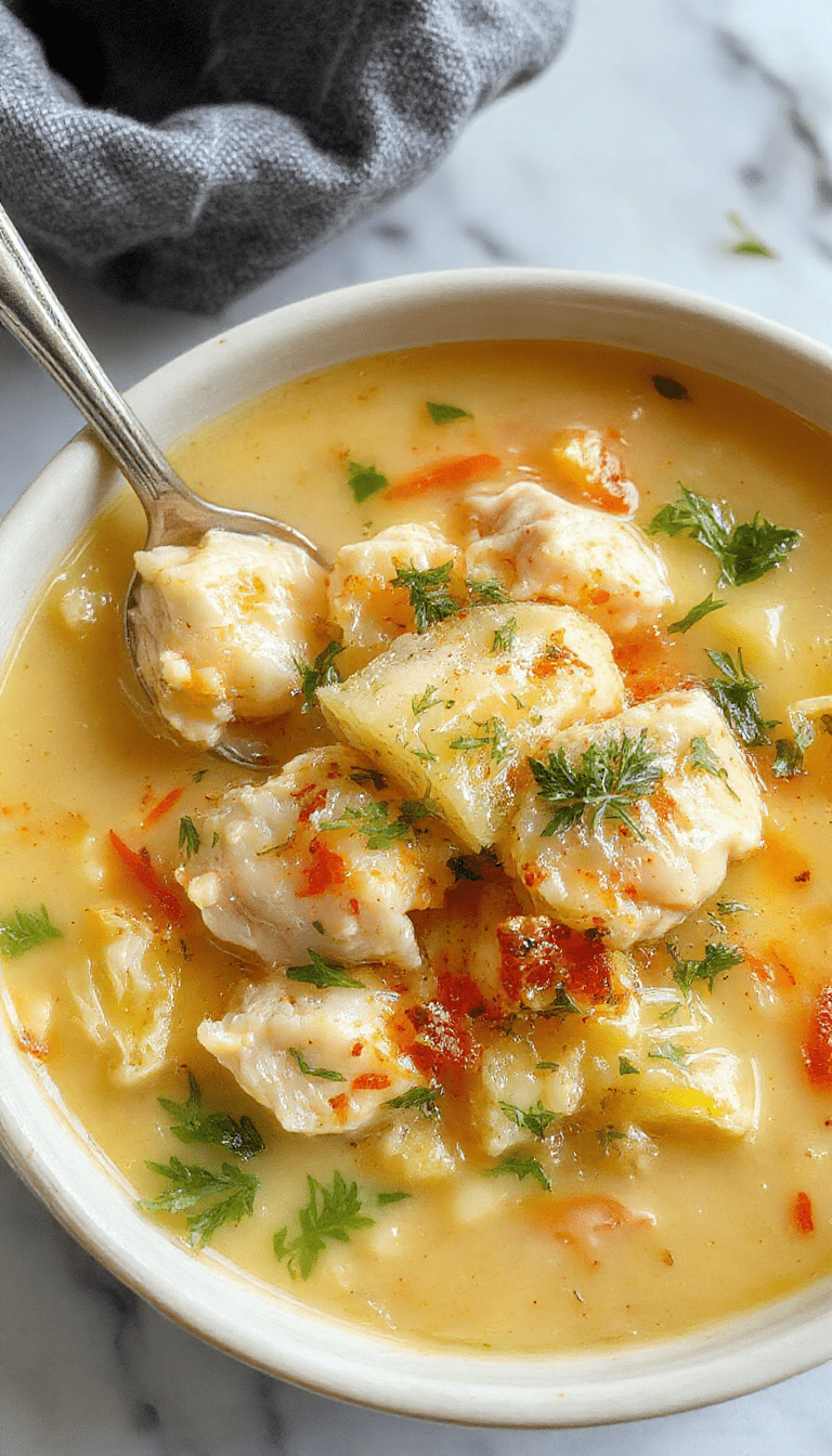A vibrant bowl of Lemon Chicken Orzo Soup featuring tender shredded chicken, bright yellow lemon broth, and perfectly cooked orzo pasta garnished with fresh herbs, served in a rustic white bowl on a wooden table, showcasing the fresh ingredients and comforting textures.