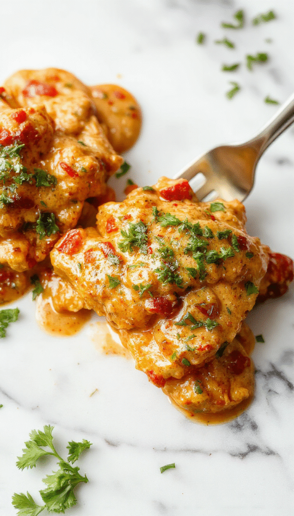 A vibrant bowl of Chicken Tikka Masala featuring tender chicken pieces coated in a rich, creamy, orange-red tomato-based sauce, garnished with fresh cilantro and served alongside steamed rice on a rustic wooden platter.
